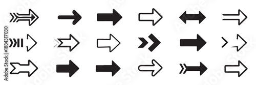 Collection of modern arrow icons for navigation and direction Vector Art