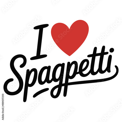 The text graphic shows 'I love Spaghetti' with a red heart.