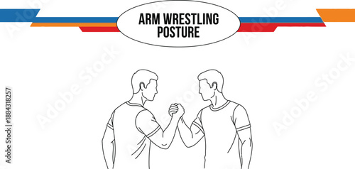 Black outline vector of two men demonstrating arm wrestling starting posture