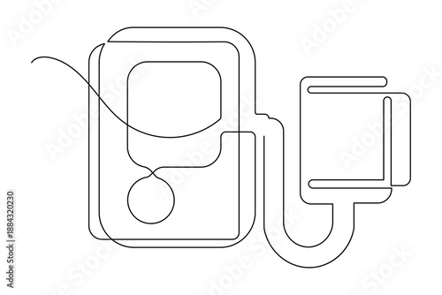 Hypertension measurement icon continuous one line art drawing medical element