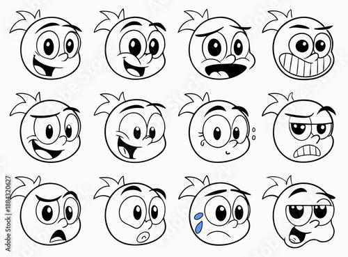Cartoon Emoji Face Expression Collection Vector Set