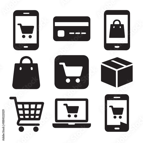 Minimalist Digital Shopping Icons Set.eps