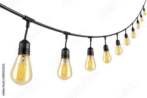 Yellow light bulb glowing on white background