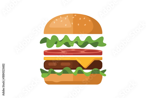 Delicious Cheeseburger with Lettuce and Tomato