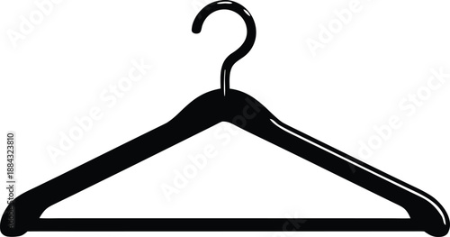 Black Clothes Hanger Icon, Garment Holder Silhouette Vector