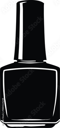 Black nail polish bottle icon design, Cosmetic manicure lacquer container silhouette