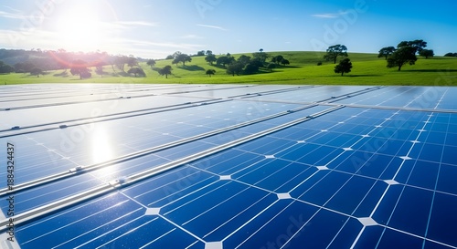 Wallpaper Mural Solar panels in a green landscape with sunlight Torontodigital.ca