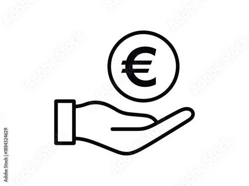 Hand Holding Euro Coin Financial Support Icon Illustration