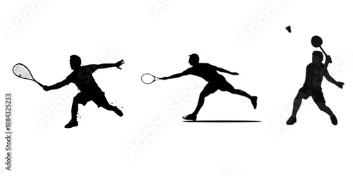 vector silhouettes of player  batmantan in different actions