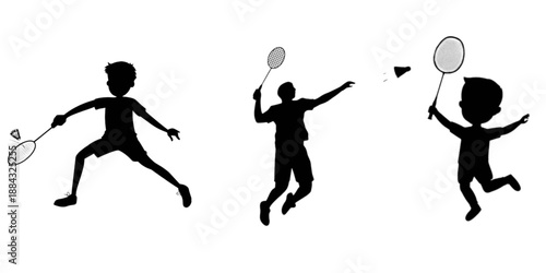 vector silhouettes of player  batmantan in different actions