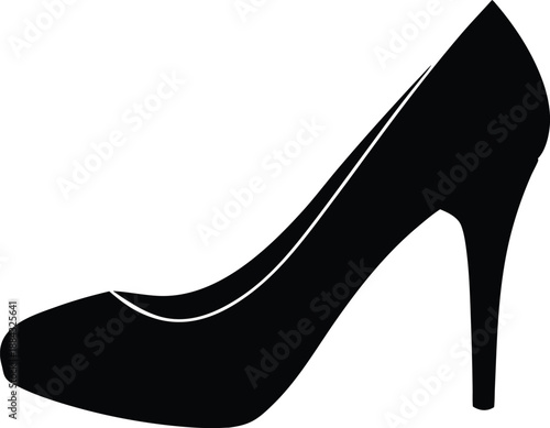 Elegant High Heel Pump Shoe Silhouette, Classic Black Stiletto Womens Footwear Icon