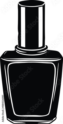 Nail polish bottle vector icon, Manicure beauty product cosmetic lacquer container silhouette illustration