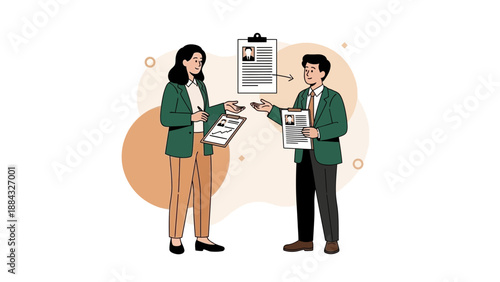 Job Interview Process: Hiring Manager Reviews Candidate Resume and CV