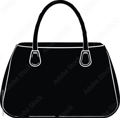 Womens Fashion Handbag Icon Vector, Ladys Purse Silhouette Graphic Design Element