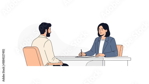 Job Interview Meeting: Applicant and Recruiter Discussing Career Opportunities