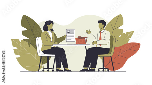 Job Interview Meeting: Candidate and Recruiter Discussing Resume