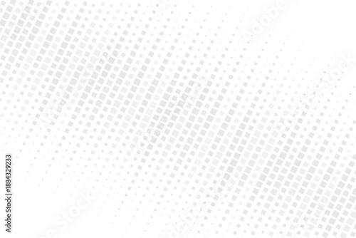 Diagonal grey halftone pattern on white bg. Square geometric pixel speed fade. Abstract particle grid gradient digital texture. Abstract background for Design Comic Prints.
