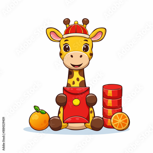 giraffe holding lucky red envelopes