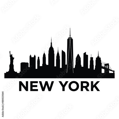 New york city skyline with iconic landmarks and harbor view