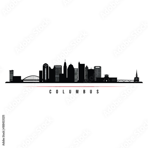 Foto A striking black skyline illustration of columbus ohio with city name