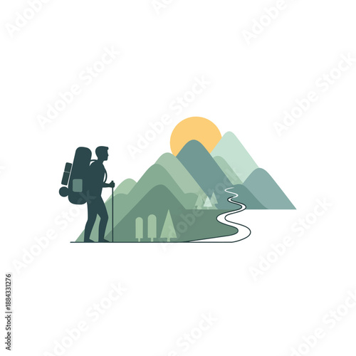 Hikers with Backpacks and Trekking Poles.