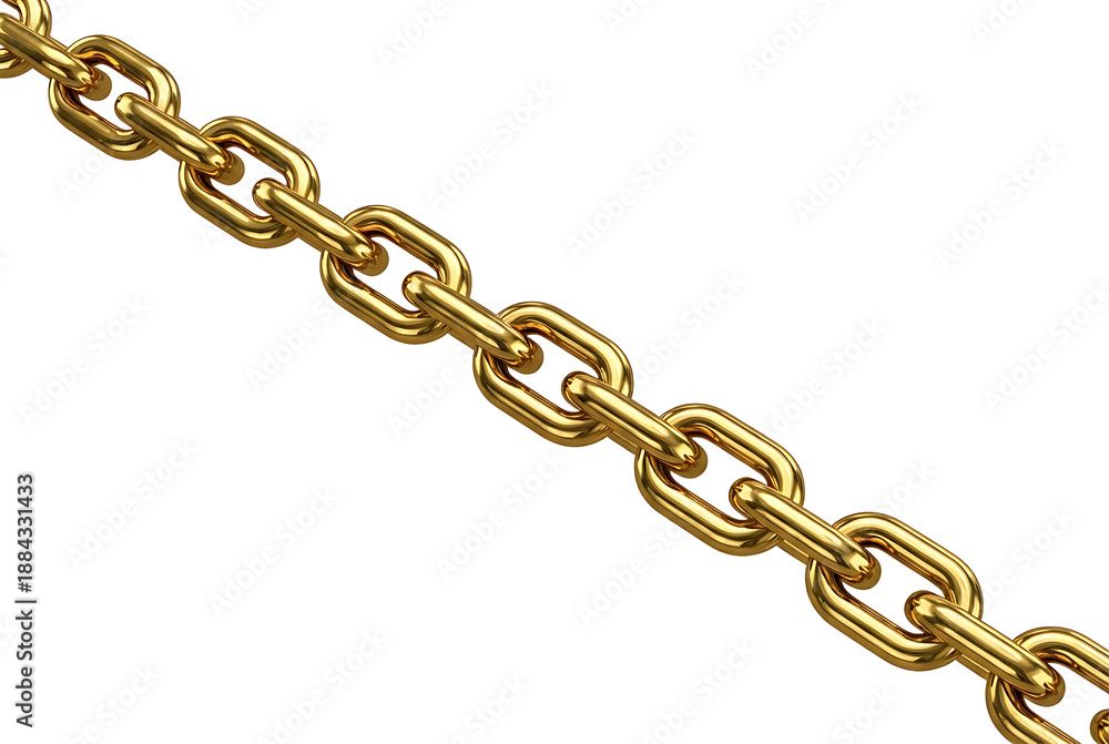 Fototapeta premium Golden chain on a black background showcasing a series of interconnected oval links in a close up view