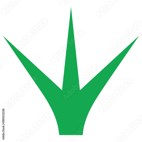 Abstract green grass blades shape with pointed tips isolated on a white background for design