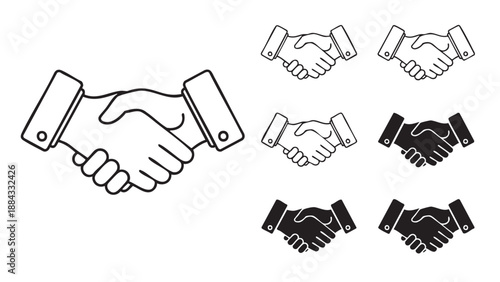Handshake agreement illustration between two business partners shaking hands