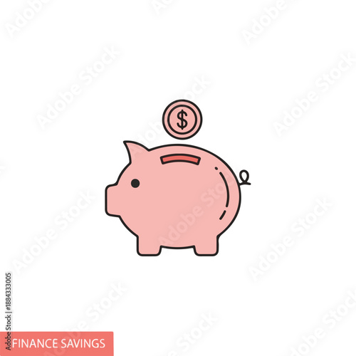 Piggy Bank with Coin for Savings