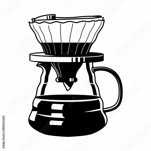 pour over coffee dripper illustration
