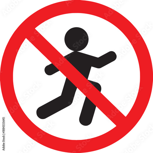 No running warning sign with a person silhouette in a red prohibited circle