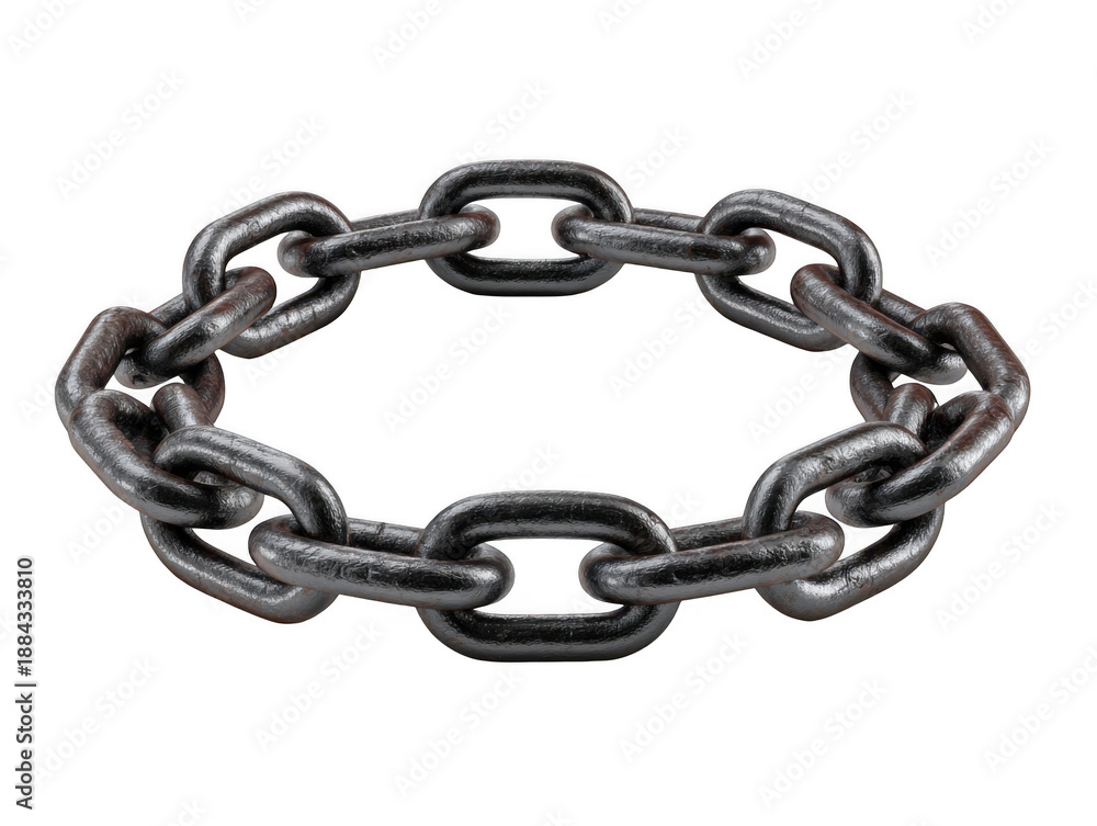 Fototapeta premium Metal chain link circle isolated on transparent background