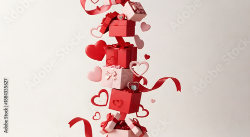 Valentine Love Background with Chocolate Gift and Heart Decor