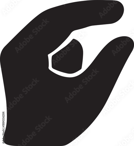 Black Silhouette of OK Hand Gesture Icon