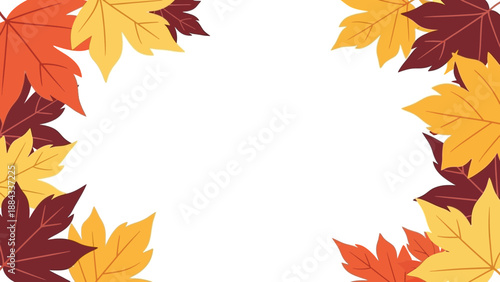 Autumn Leaves Frame with Vibrant Fall Colors.
