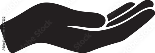 Black Silhouette of Open Hand Gesture Icon