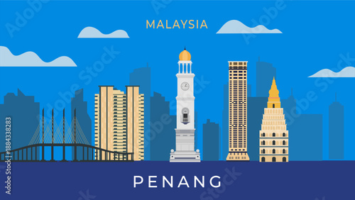 Penang city travel background
