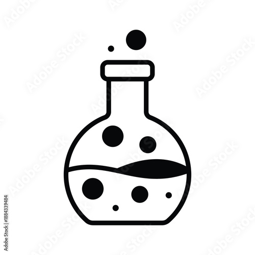Modern glyph icon of laboratory flask for medical research.