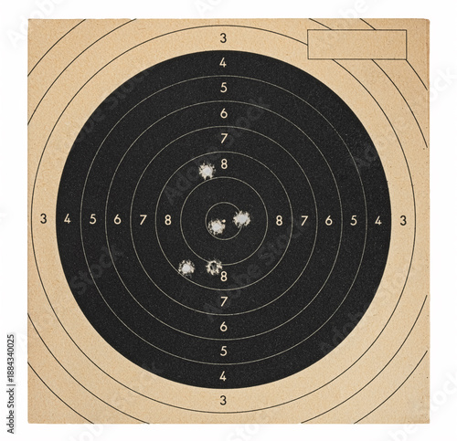 old cardboard target with bullet holes