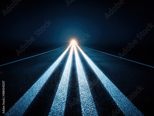 Abstract converging light beams forming futuristic pathway into darkness, minimalist visual symbolizing focus, direction, acceleration, and technological progress