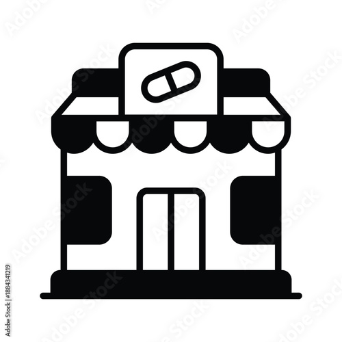 Grab this amazing glyph icon of pharmacy store building in modern style