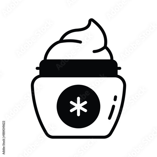 A smooth glyph icon representing medical cream treatment, skincare product