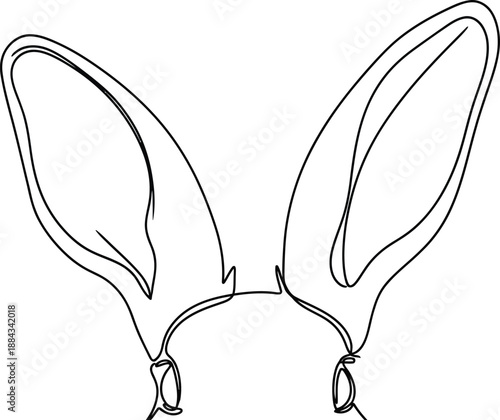 Minimalist Rabbit Ears Sketch in Single Line Art Style for Easter Greeting Card Designs