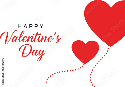 Red Heart Shaped Balloons with Dotted String Trails for Valentine's Day Celebration Layout