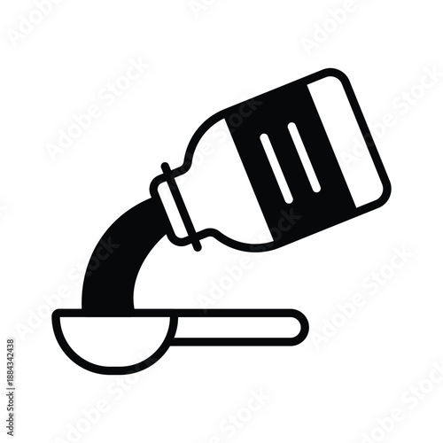 Liquid medicine syrup spoon glyph icon, pharmaceutical healthcare treatment