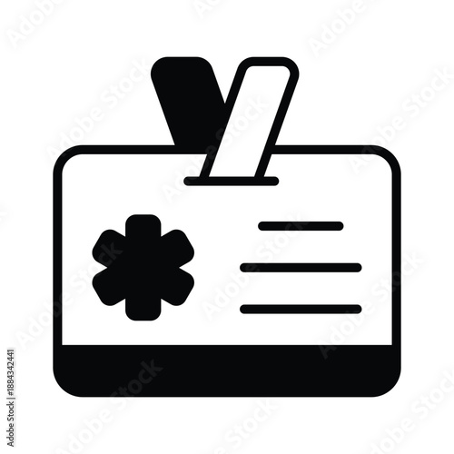 Patient medical identification card glyph icon for healthcare records