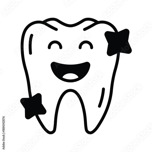 Healthy teeth dental care icon representing oral healthcare hygiene