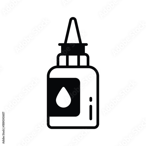 Glyph style icon of nasal spray medicine, respiratory healthcare treatment