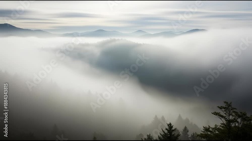 Mountains shrouded in mist landscape scenic view daytime nature