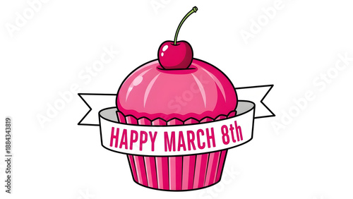 Happy women's day cupcake isolated on transparent background